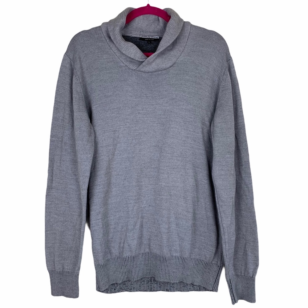 Marco Fiori Gray Shawl Collar Italian Wool Sweater
